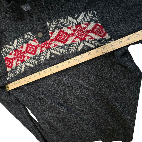 Oscar De La Renta Men's Pullover Sweater Sz XL Gray fair isle 3/4 button up - Picture 5 of 6